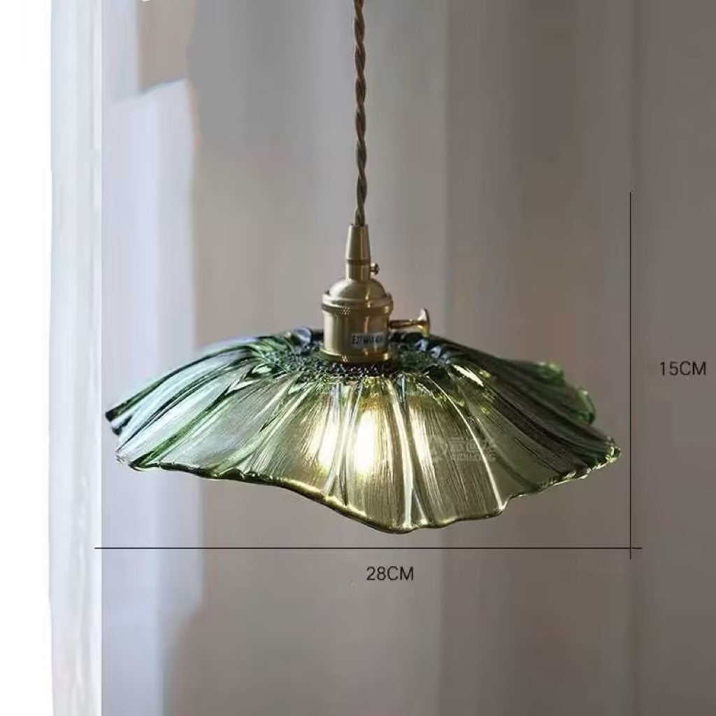 Retro brass glass lamp small fresh chandelier