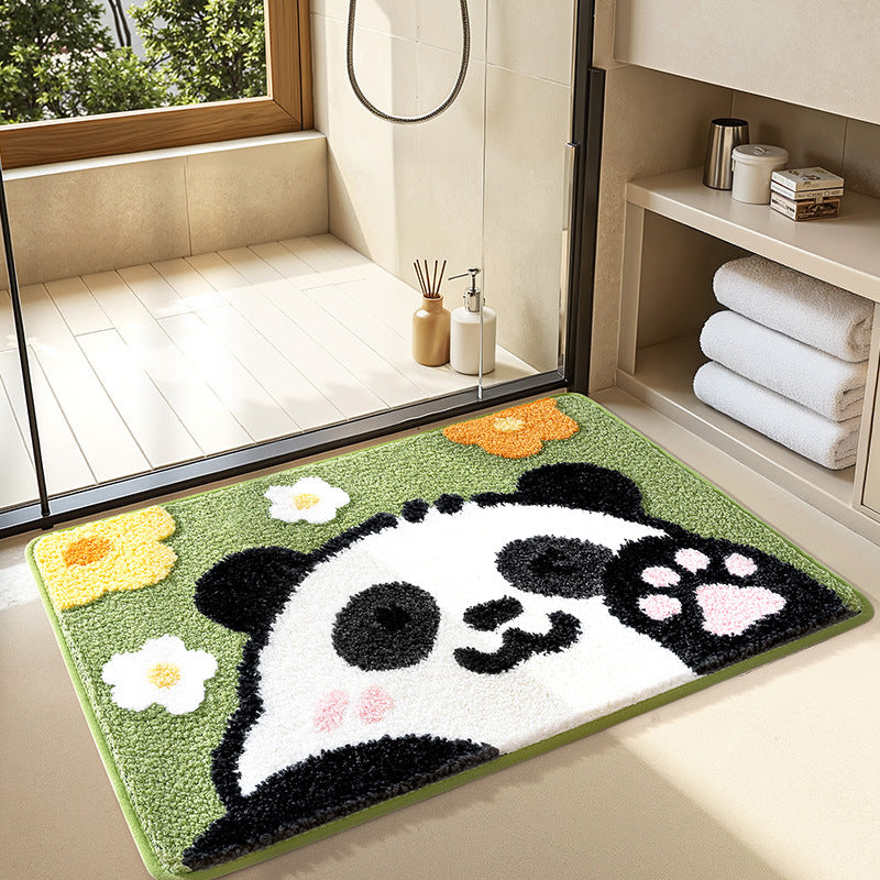 Bathroom non slip floor mat with unique and creative flocking foot pad home bathtub mat