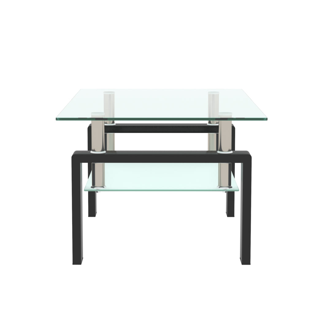Rectangle Black Glass Coffee Table Clear Coffee Table Modern Side Center Tables for Living Room Living Room Furniture
