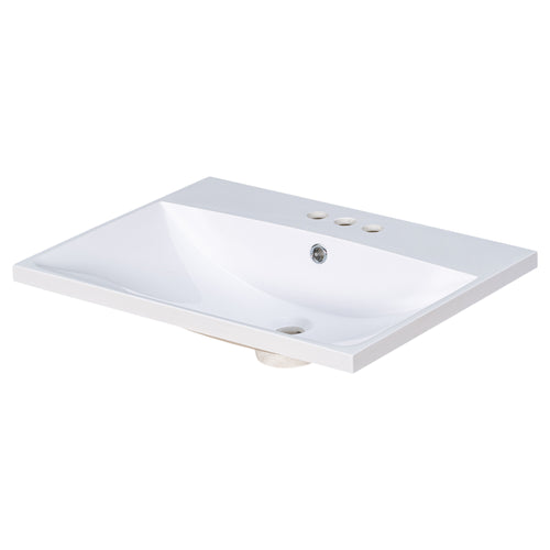 24" Bathroom Vanity Top Only White Basin 3-Faucet Holes  4" Faucet Available Ceramic