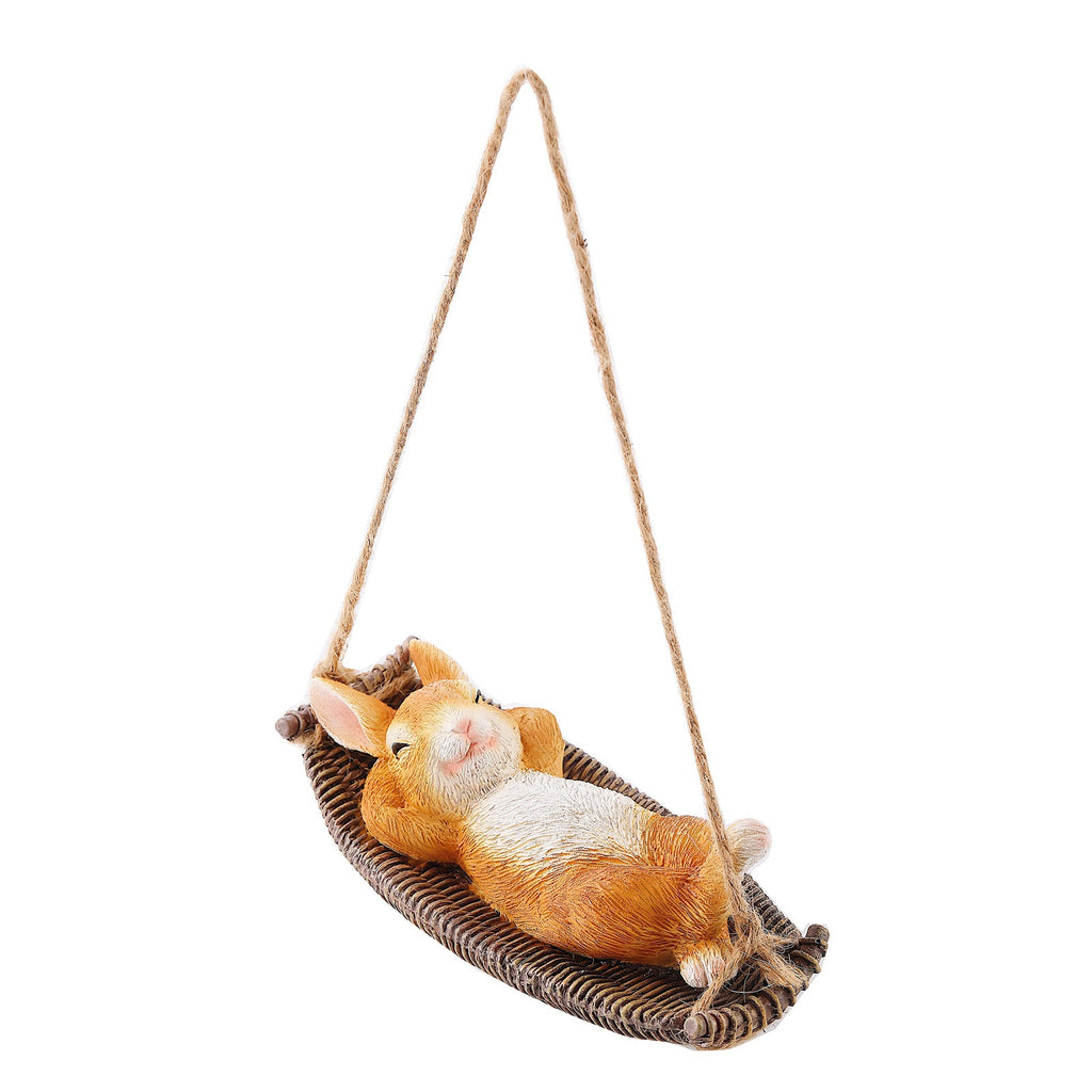Swing Sleeping Rabbit Pendant Statue Outdoor