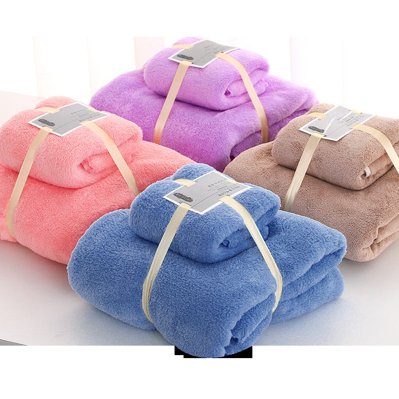 Coral Velvet Solid Color Towel Bath Towel Set Soft Absorbent Face Towel - Velora Home Deco