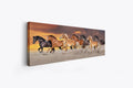 Team of 7 Horses- Wildlife Canvas Art - Gold varnish