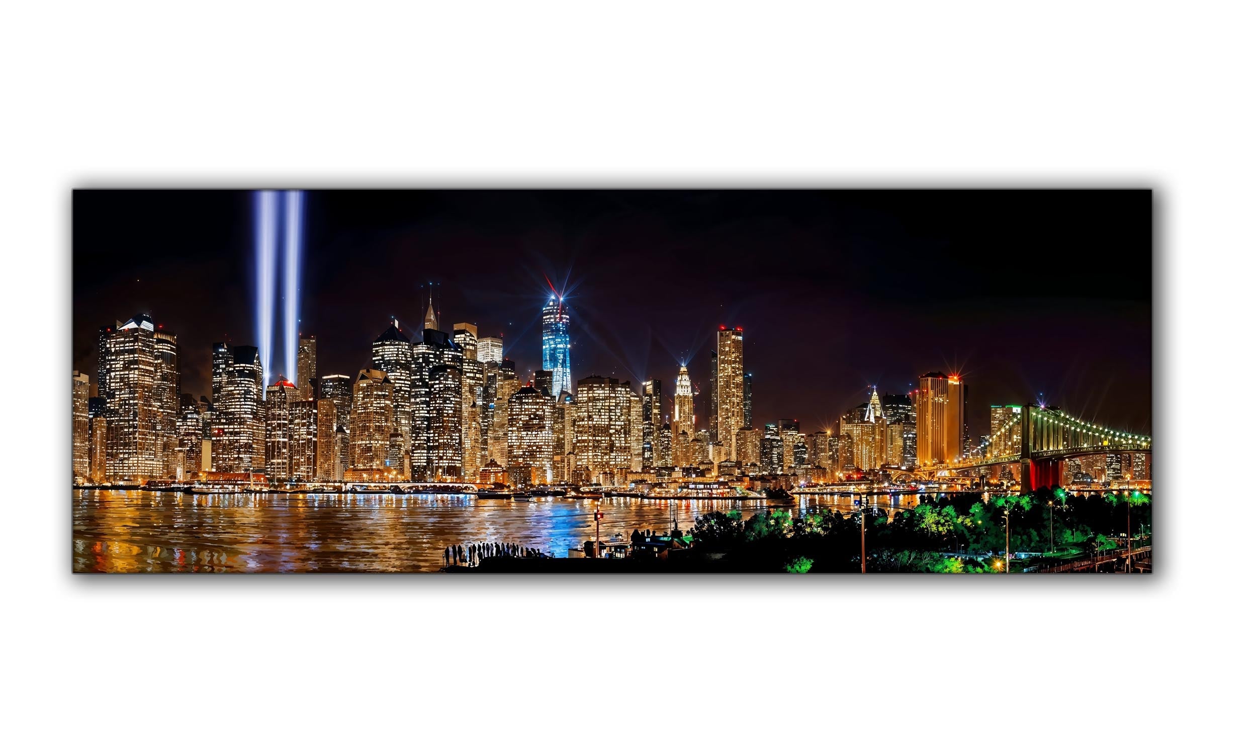 New York 9/11 Light Tribute City skyline-Large Canvas Wall art