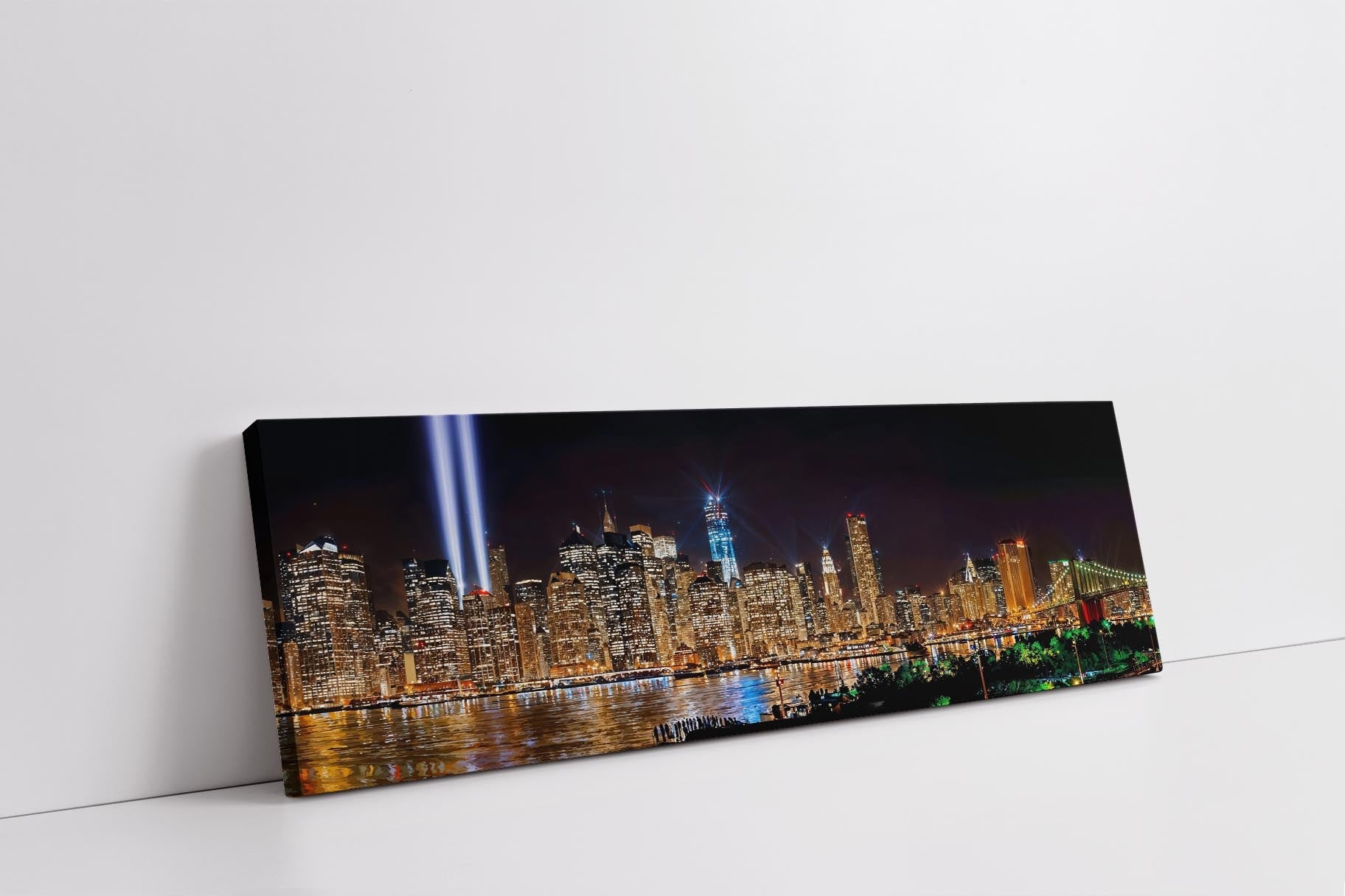 New York 9/11 Light Tribute City skyline-Large Canvas Wall art