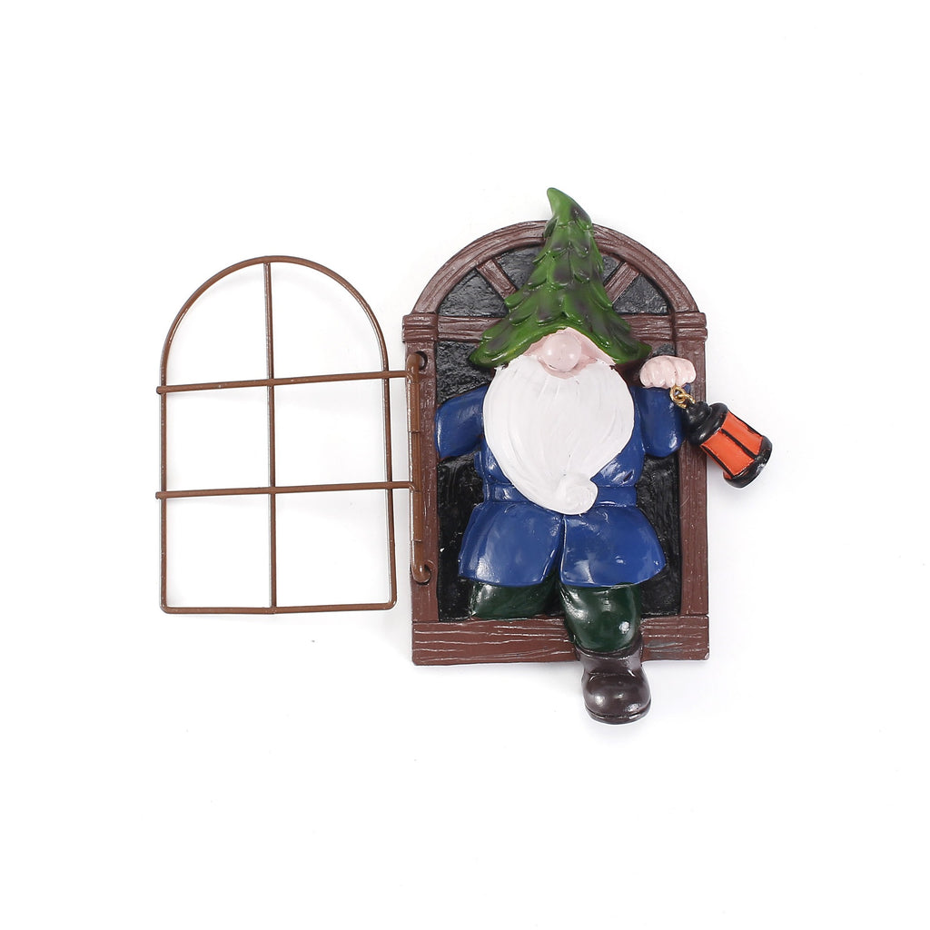 Personality Dwarf Elf Lantern Flipping Window Lawn Statue Resin Decoration