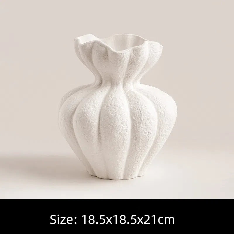 Wabi Sabi Vase White Ornament Living Room Desktop Home Vintage Art Decorative Flower Utensils