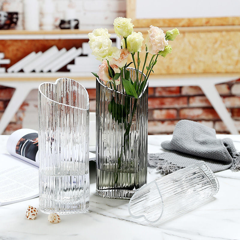 Net Red Creative Love Vase Light Luxury High Grade Ins Living Room Dry Flower Arrangement Flowers Hydroponic Transparent Glass Ornaments