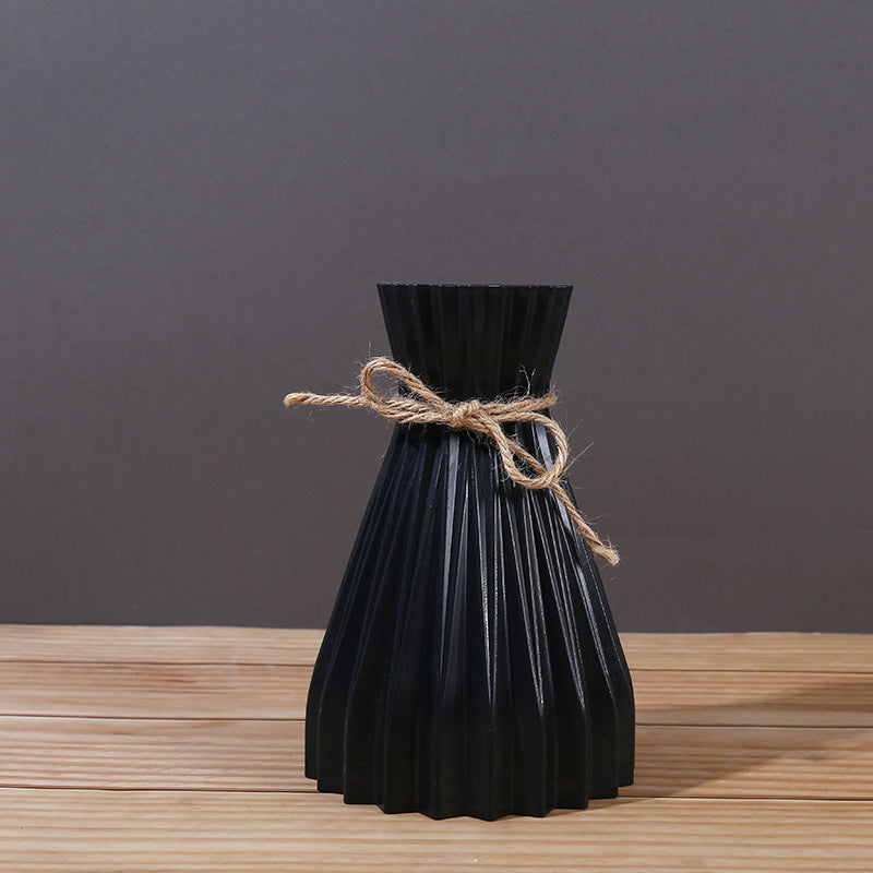 Folded Paper Vase with Waistline, Minimalist Modern Vase, Creative Twine-Closed Artificial Flower Vase, Plastic Flower Arrangement Vase
