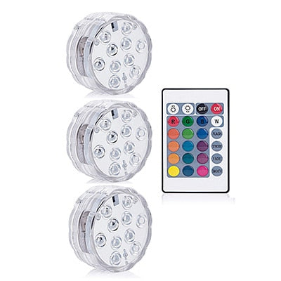 Lumières LED RGB Submersibles – Déco Vase & Jardin (x10)