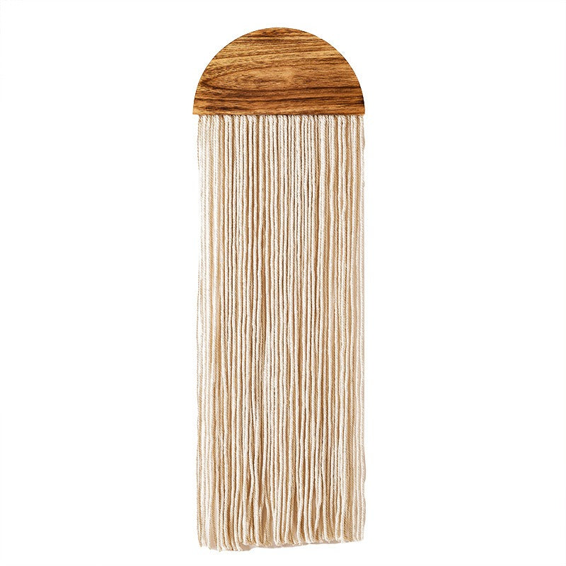 New modern minimalist tassel tapestry for Bohemian homestay living room decoration Handmade semi circular wooden tapestry