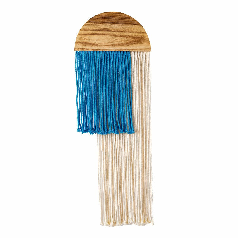 New modern minimalist tassel tapestry for Bohemian homestay living room decoration Handmade semi circular wooden tapestry