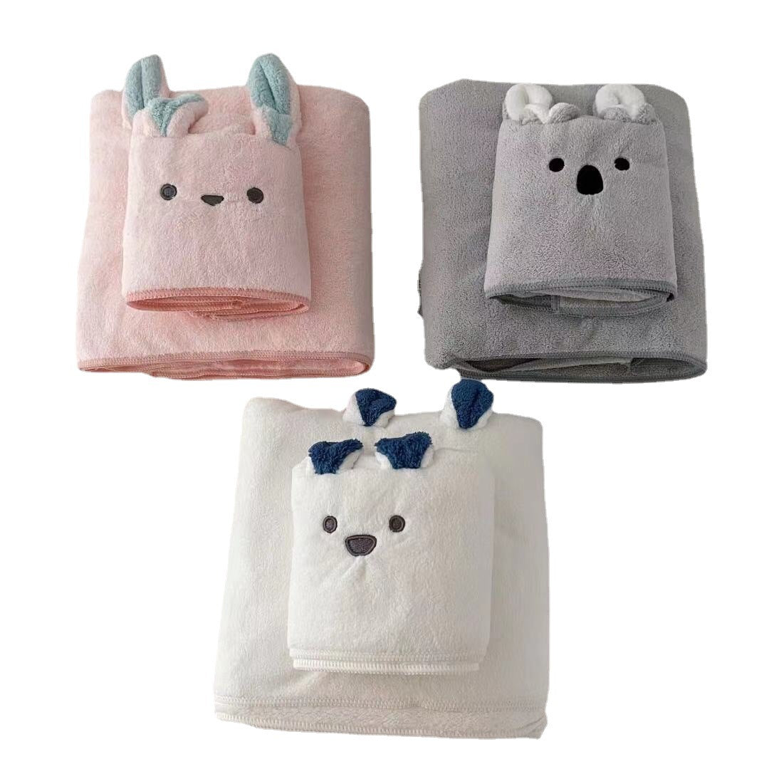 Children's Cartoon Bath Towel Cute Towel Absorbent Quick-Drying Set - Velora Home Deco