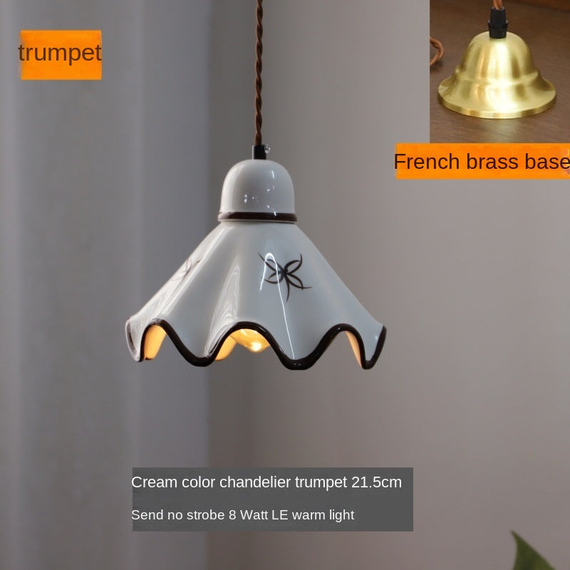 Vintage Hand-Painted Ceramic Pendant Light, Cream Style, Retro French-Style Restaurant, Bedroom, Entryway, Bar Counter, Corridor, Japanese Tea Room Lamp