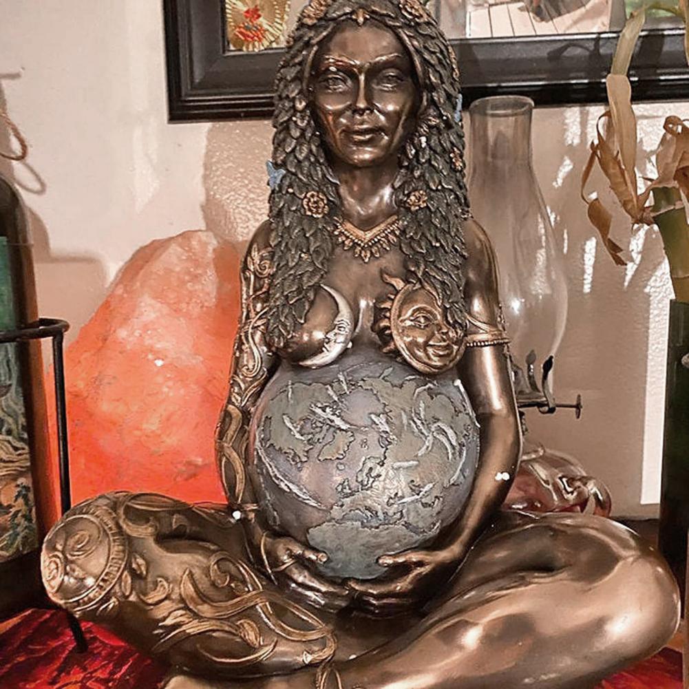 15cm Gaia Statue Earth Mother Shape Polished Resin Anti-deform Resin Statue for Home and Garden Decorative Figurine