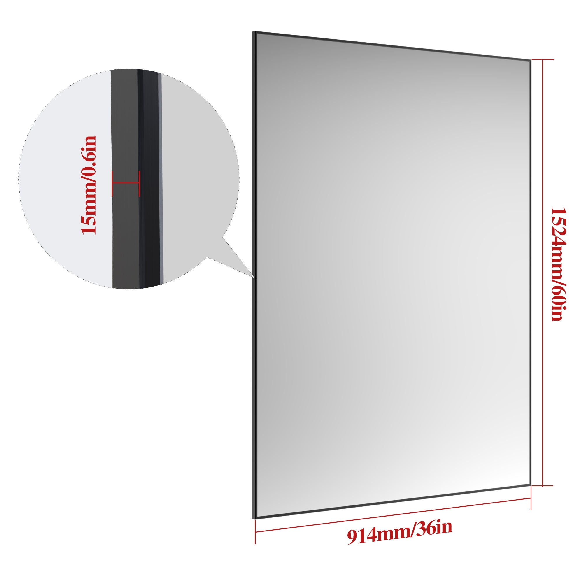 60 "x36" oversized modern square bathroom mirror with Balk frame decorative large wall mirror aluminum frame vertical or horizon
