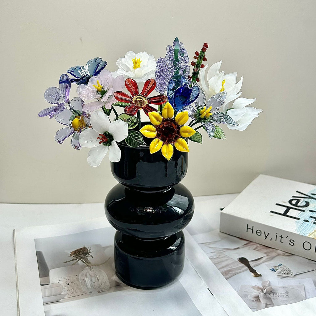 Glass Birth Flower Iron Wire Flower Iron Wire Flower Simulation Desktop Ornament Vase