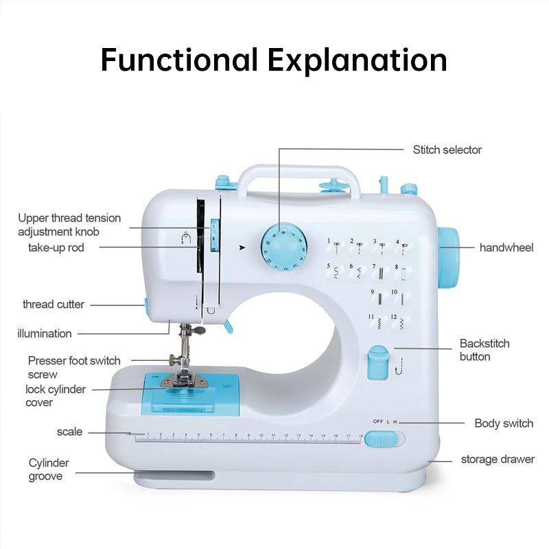 2025 Portable Electric Sewing Machine for Home Use, Adjustable Speed & Backstitch, Ideal for Beginners and Quick Fixes