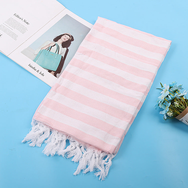 Turkish Beach Towel Striped Fringe Quick-Dry Large Size Cotton Bath Towel Multiple Styles Wholesale