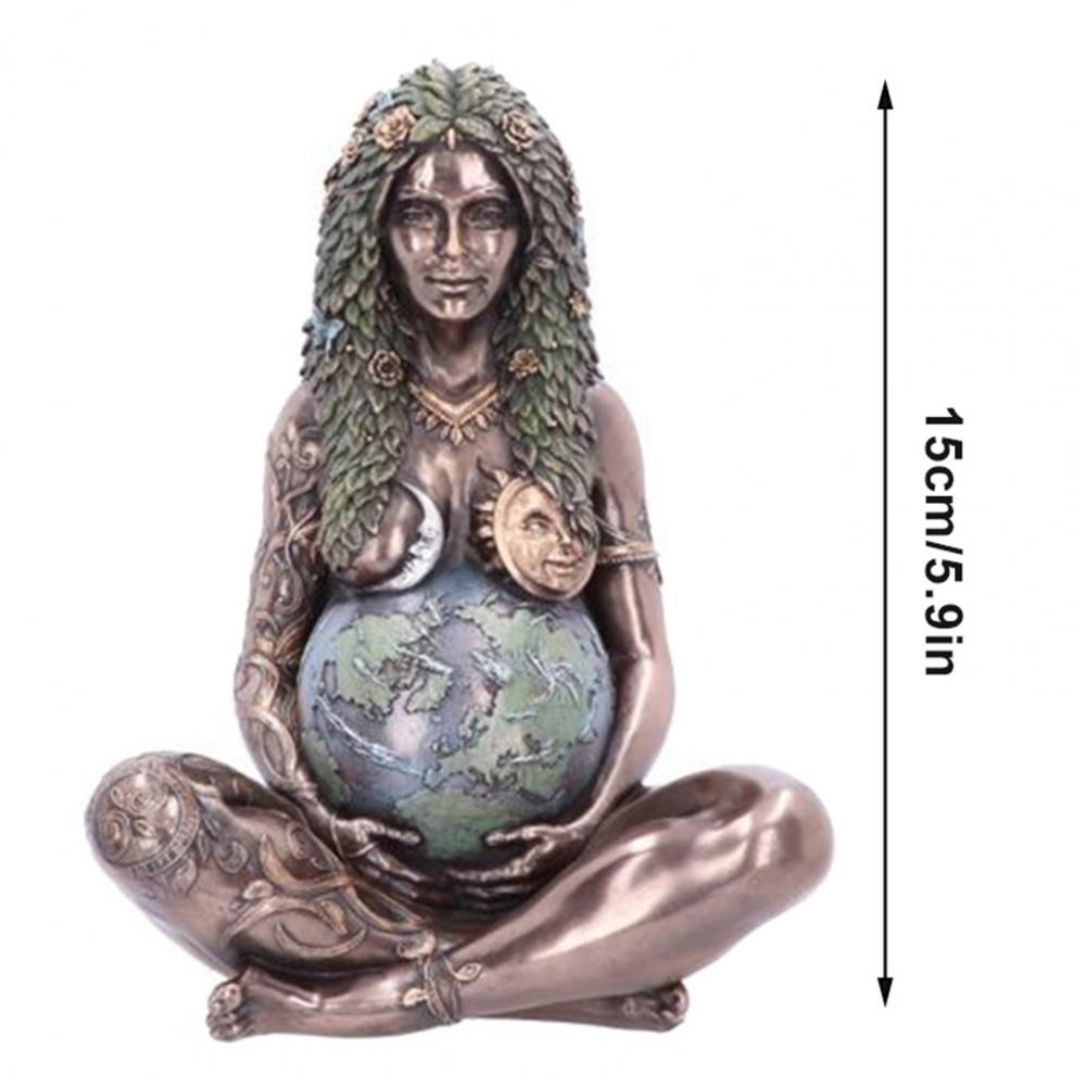 15cm Gaia Statue Earth Mother Shape Polished Resin Anti-deform Resin Statue for Home and Garden Decorative Figurine
