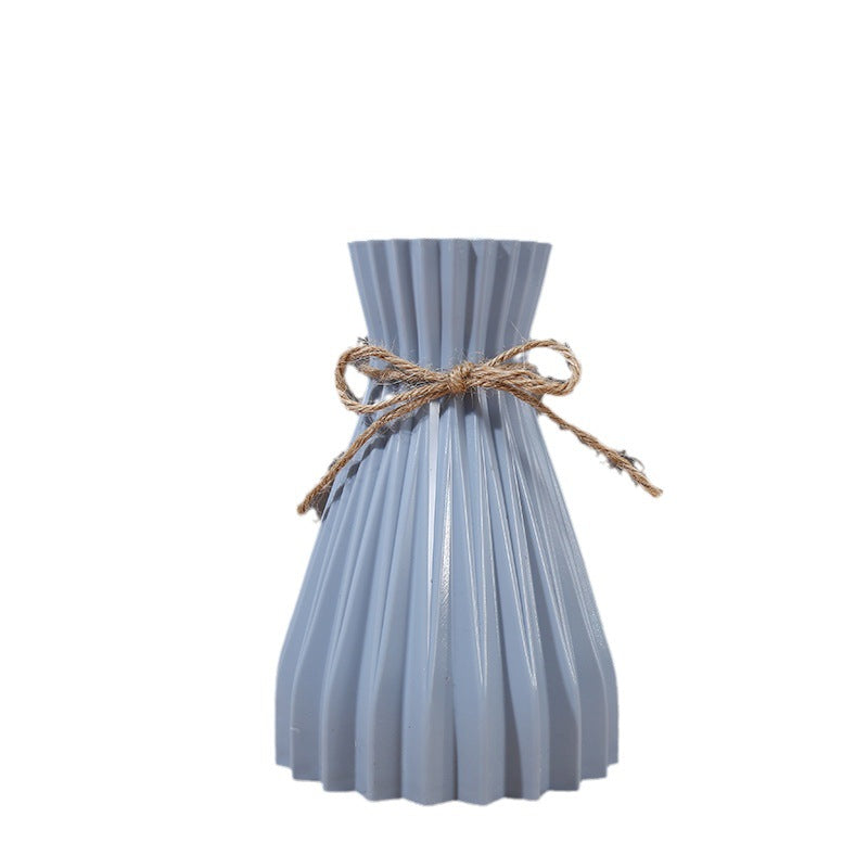 Folded Paper Vase with Waistline, Minimalist Modern Vase, Creative Twine-Closed Artificial Flower Vase, Plastic Flower Arrangement Vase