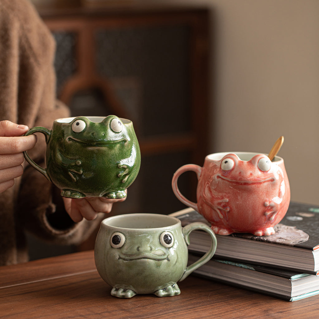Creative Frog Personality Coffee Cup with Spoon Ceramic Mug High-Quality Design
