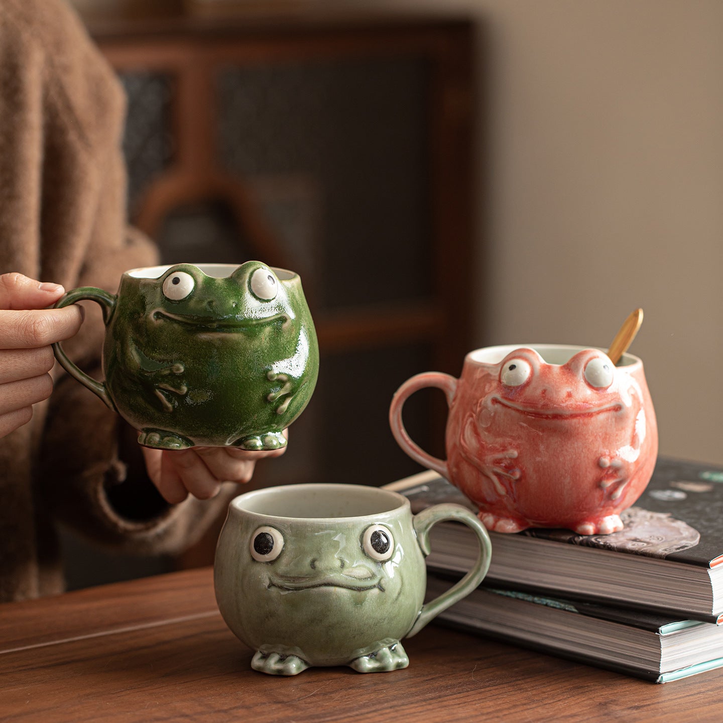 Creative Frog Personality Coffee Cup with Spoon Ceramic Mug High-Quality Design
