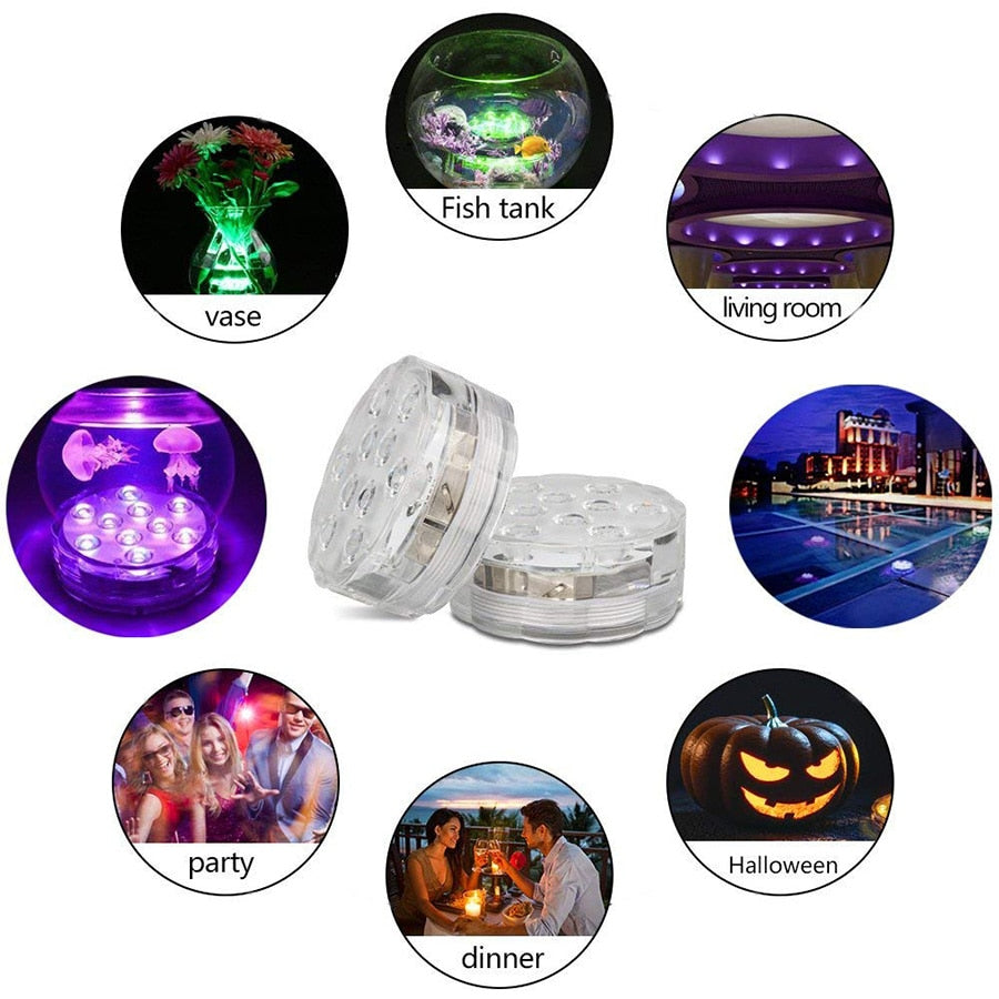 Lumières LED RGB Submersibles – Déco Vase & Jardin (x10)