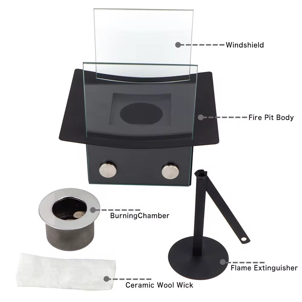 Desktop Fireplace New Hat-shaped Real Flame Alcohol Fireplace Outdoor Polygonal Black Metal Fireplace
