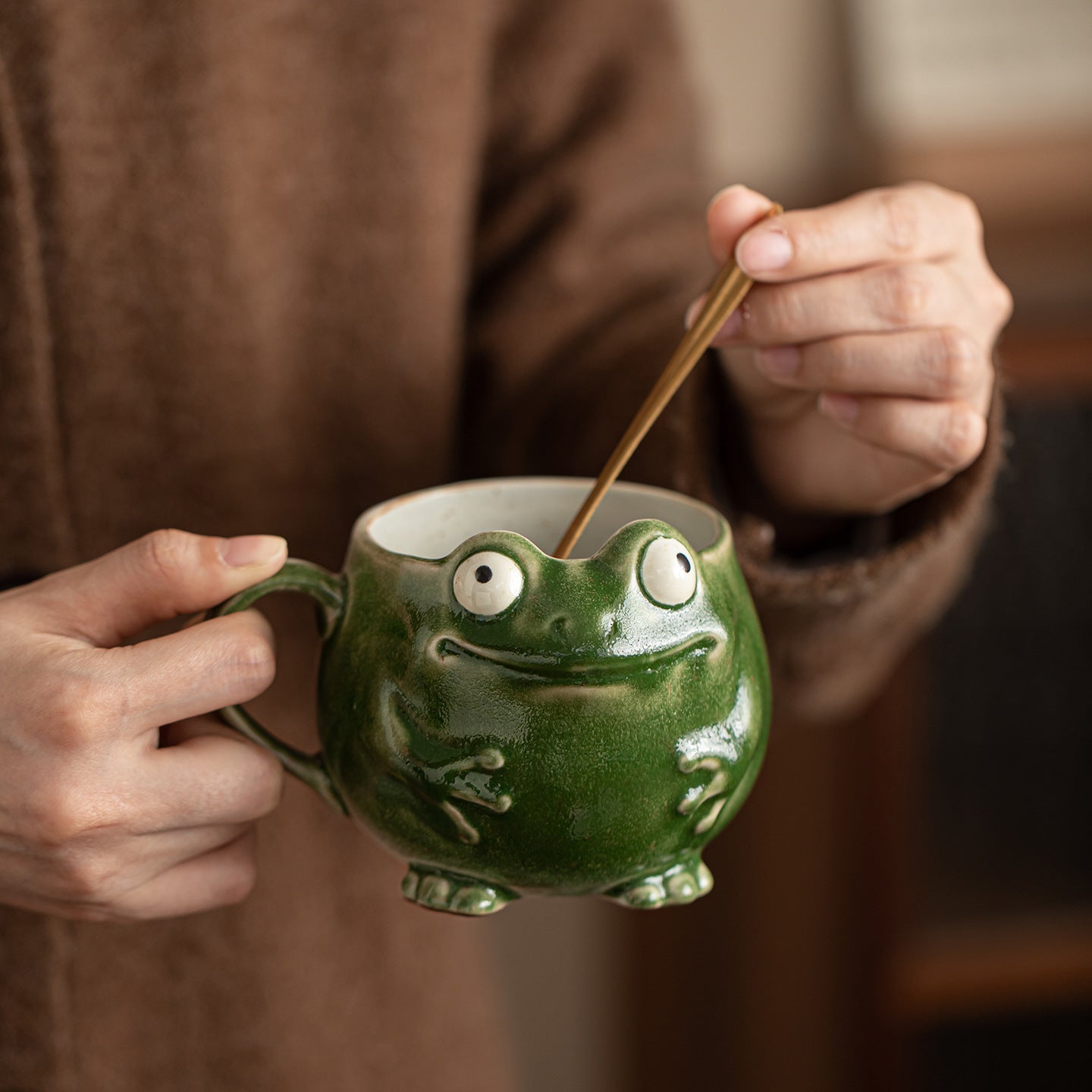 Creative Frog Personality Coffee Cup with Spoon Ceramic Mug High-Quality Design