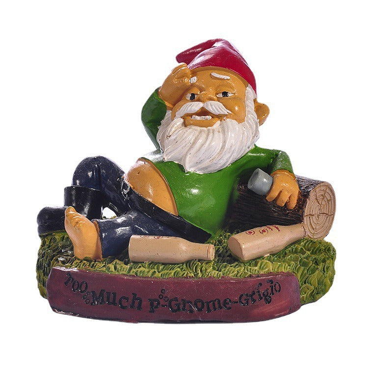 Lying Drinking Dwarf Resin Drunken Old Man Statue Trinket