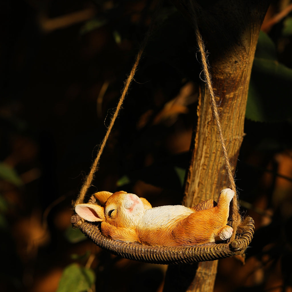 Swing Sleeping Rabbit Pendant Statue Outdoor