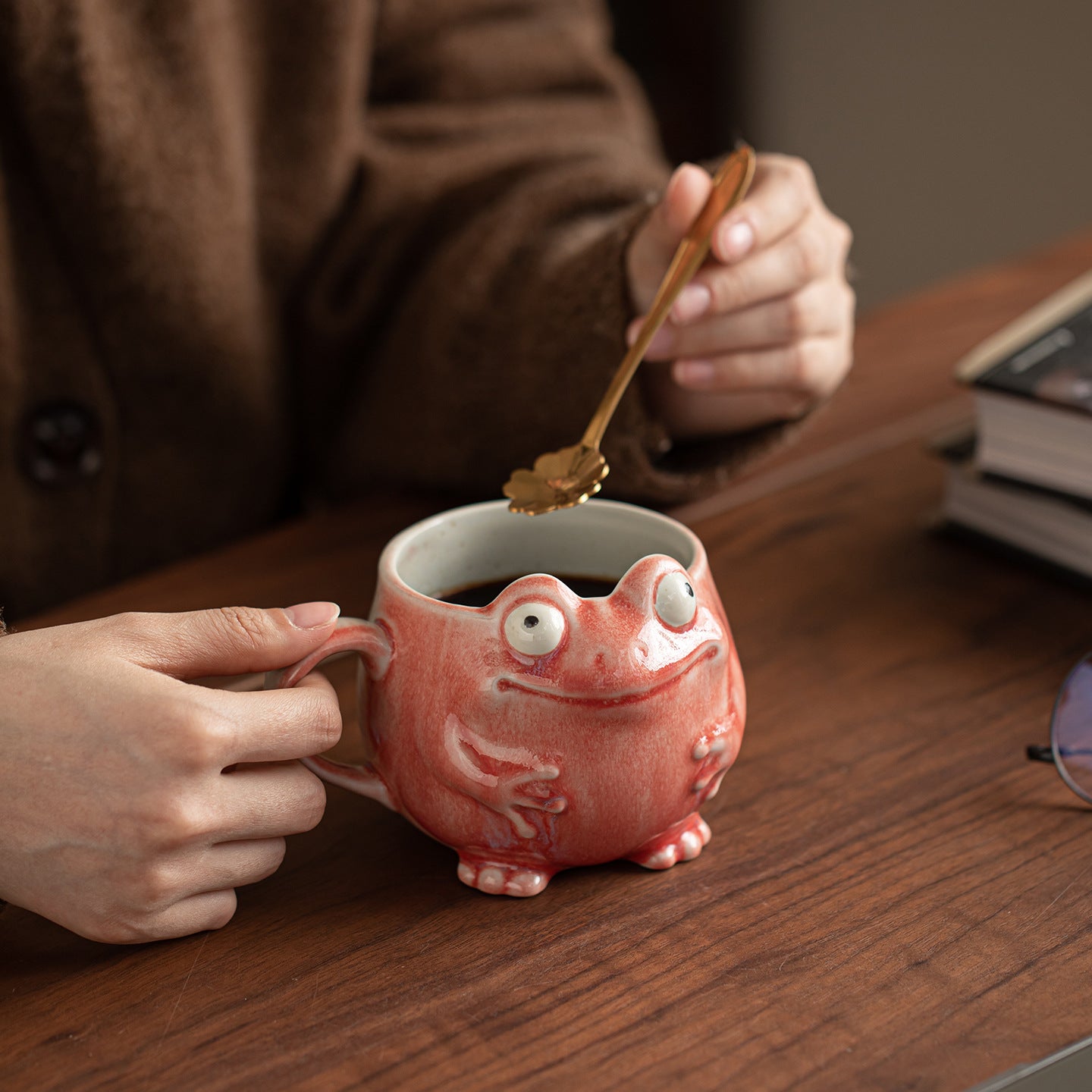 Creative Frog Personality Coffee Cup with Spoon Ceramic Mug High-Quality Design