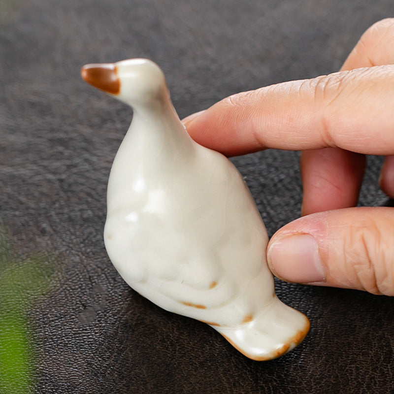 RuYao Tea Pet Ornament, Tea Tray Accessory, Cute Duck Tea Cover Holder, Tea Ceremony Decorative Item