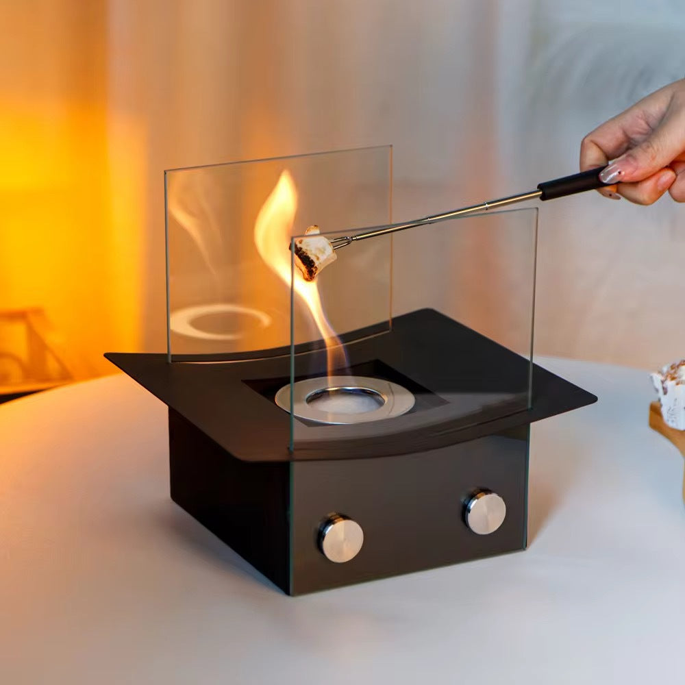 Desktop Fireplace New Hat-shaped Real Flame Alcohol Fireplace Outdoor Polygonal Black Metal Fireplace