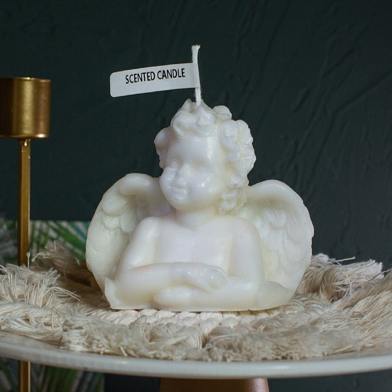 Half body smiling little angel fragrance candle with wings angel baby fragrance candle