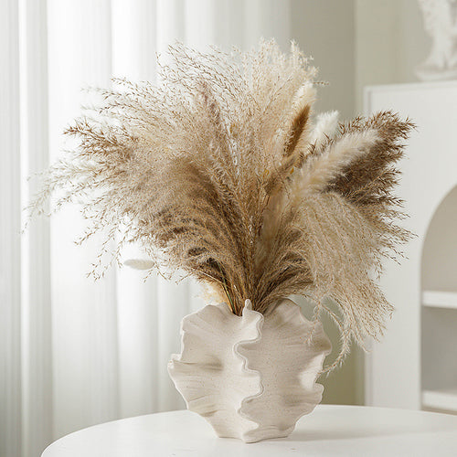 European style plain fired white ceramic vase with frosted texture, hydroponic dried flowers, home decoration ornaments, gifts, handicrafts - Velora Home Deco