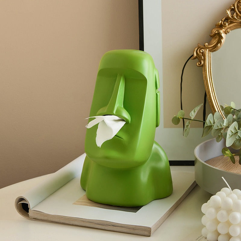 Moai Statue Island Statue Stone Paper Towel Drawing Paper Towel Tube Napkin Storage Mouth Paper Towel Box - Velora Home Deco