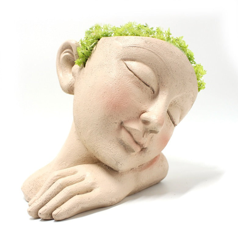 Simple facial art flower pot decoration resin ornaments