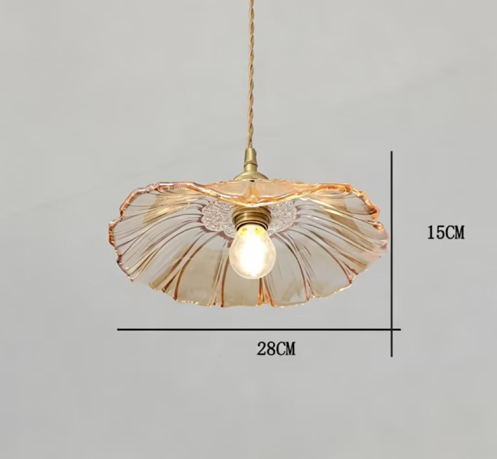Retro brass glass lamp small fresh chandelier