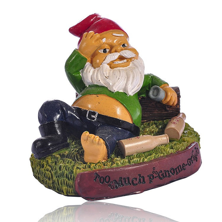Lying Drinking Dwarf Resin Drunken Old Man Statue Trinket