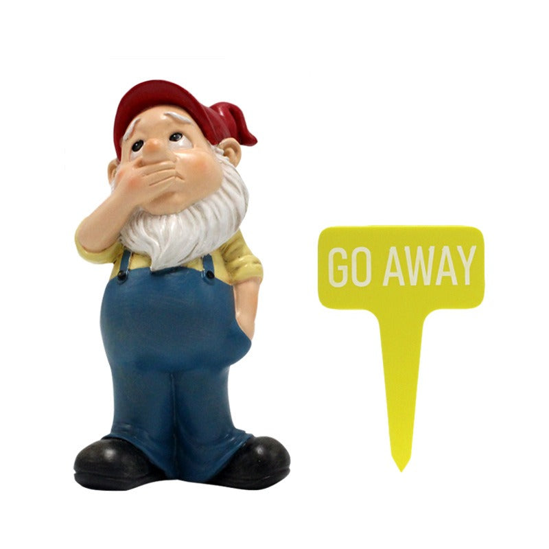 Mouth covered elf dwarf ornament resin courtyard garden dwarf statue