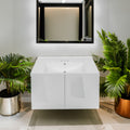36" Single Bathroom Vanity Top with White Basin  3-Faucet Holes Ceramic  White