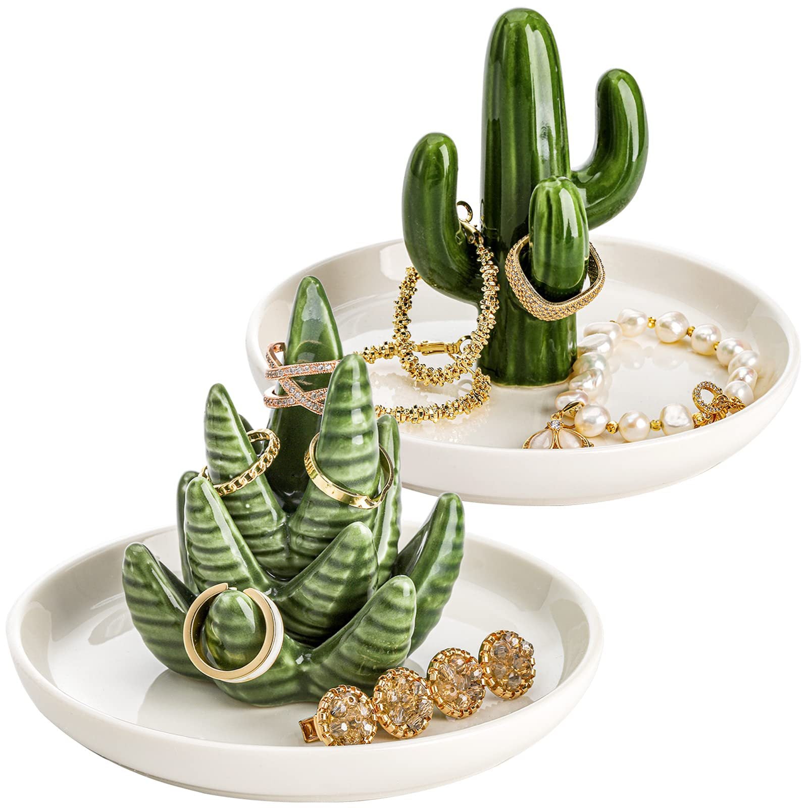 Ceramic Cactus Ring Tray Jewelry Display Stand Creative Aloe Vera Storage Tray Craft Wholesale