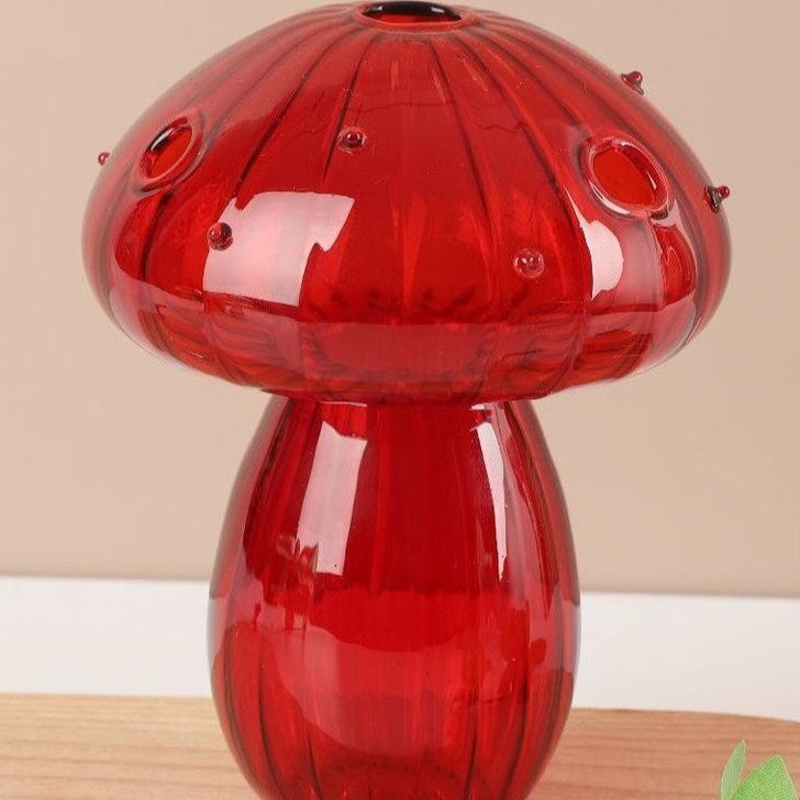 Glass Vase Living Room Dry Vase Mushroom Vase - Velora Home Deco