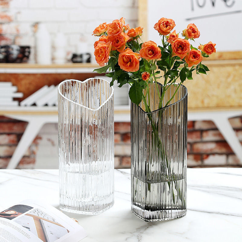 Net Red Creative Love Vase Light Luxury High Grade Ins Living Room Dry Flower Arrangement Flowers Hydroponic Transparent Glass Ornaments