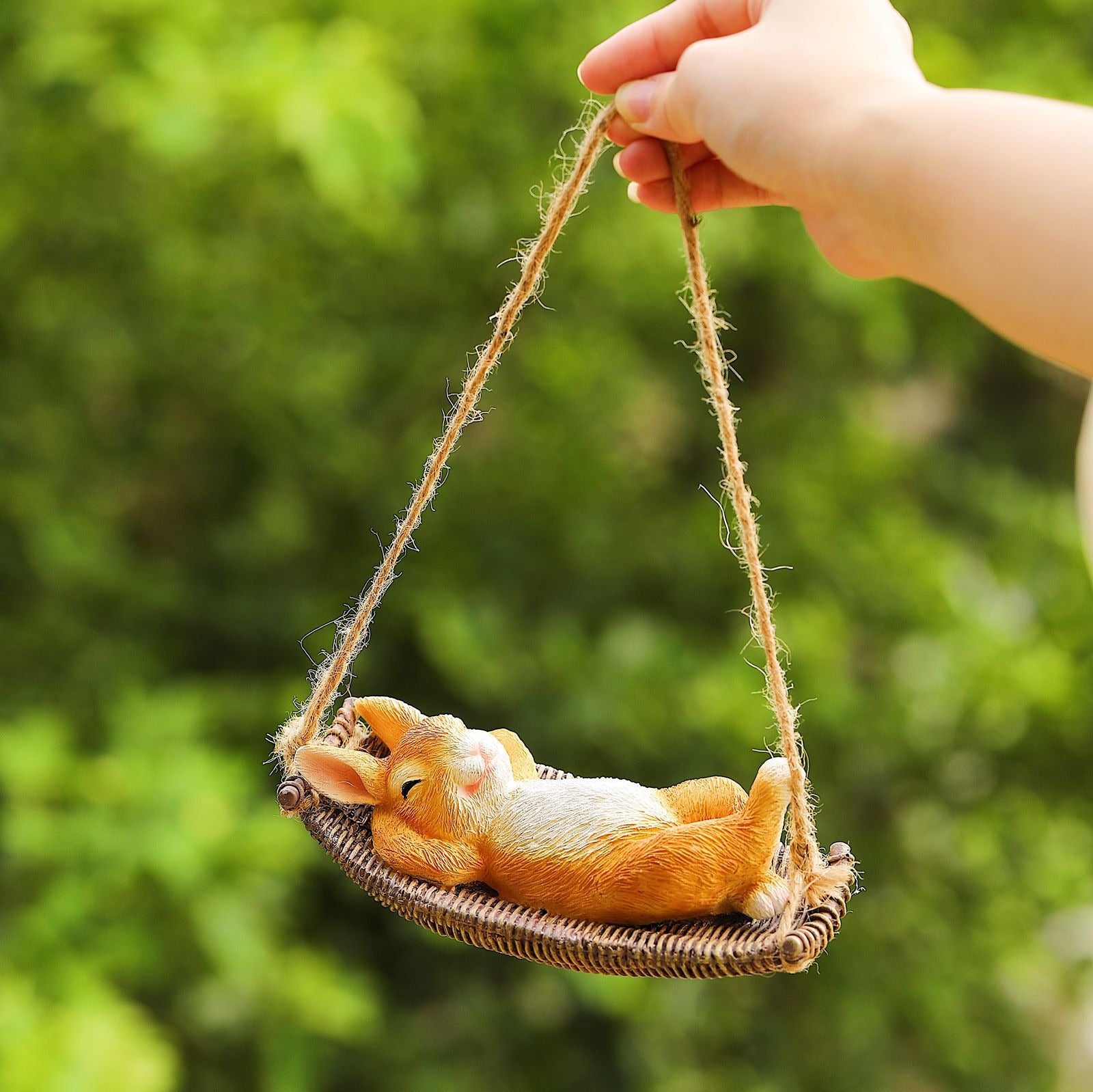 Swing Sleeping Rabbit Pendant Statue Outdoor