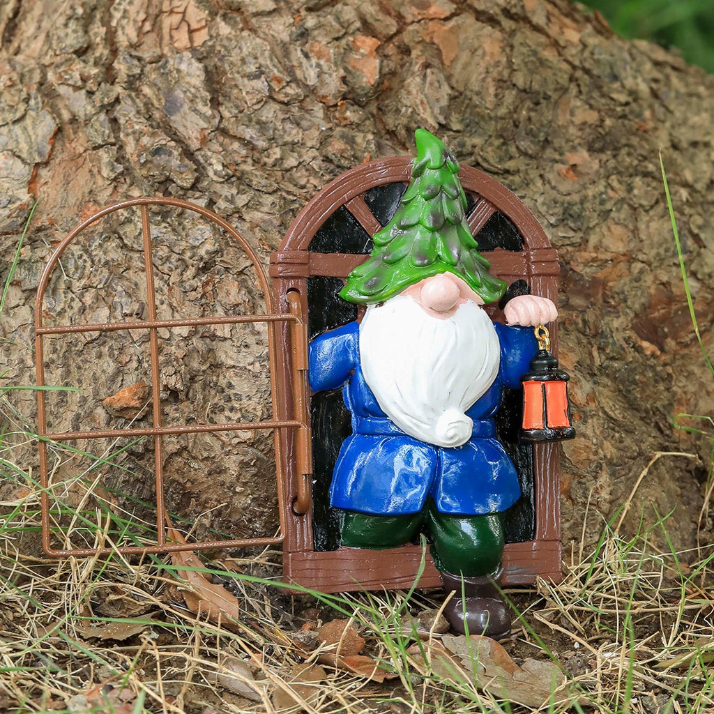 Personality Dwarf Elf Lantern Flipping Window Lawn Statue Resin Decoration