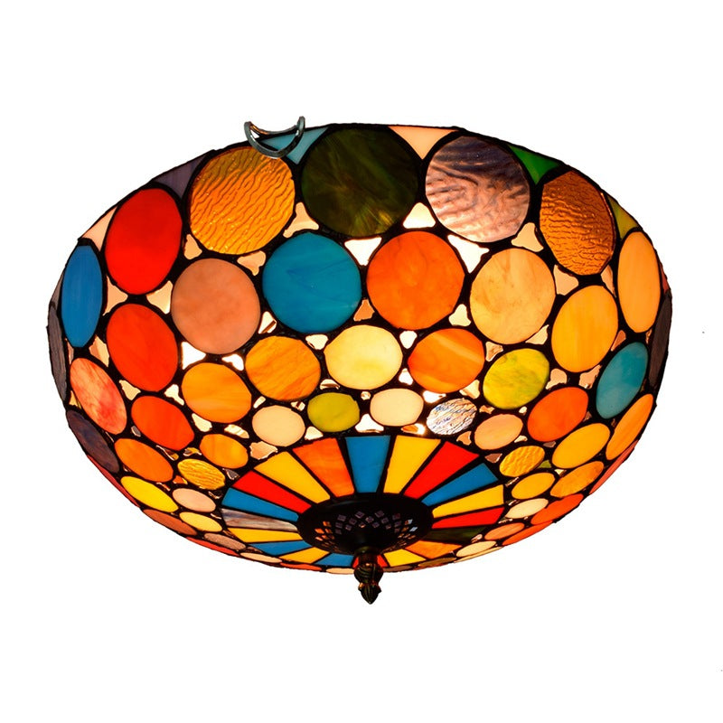 Tiffany-style Creative Colorful Retro Stained Glass Ceiling Light for Hallway, Corridor, Balcony, Entryway, Bedroom
