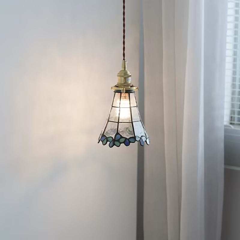 Handmade glass chandelier creative vintage bedside pendant light
